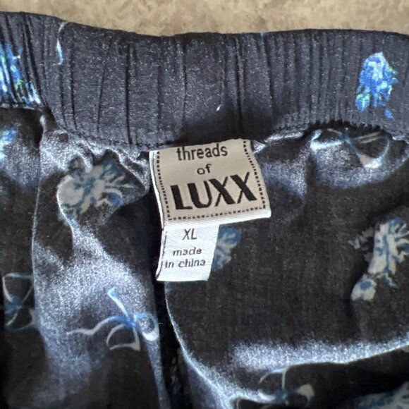 THREADS of LUXX dark blue bow rose pajama bottom pants WOMEN XL - Picture 4 of 5